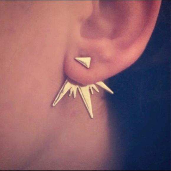 Gold Starburst Ear Jacket earrings - Picture 8 of 8